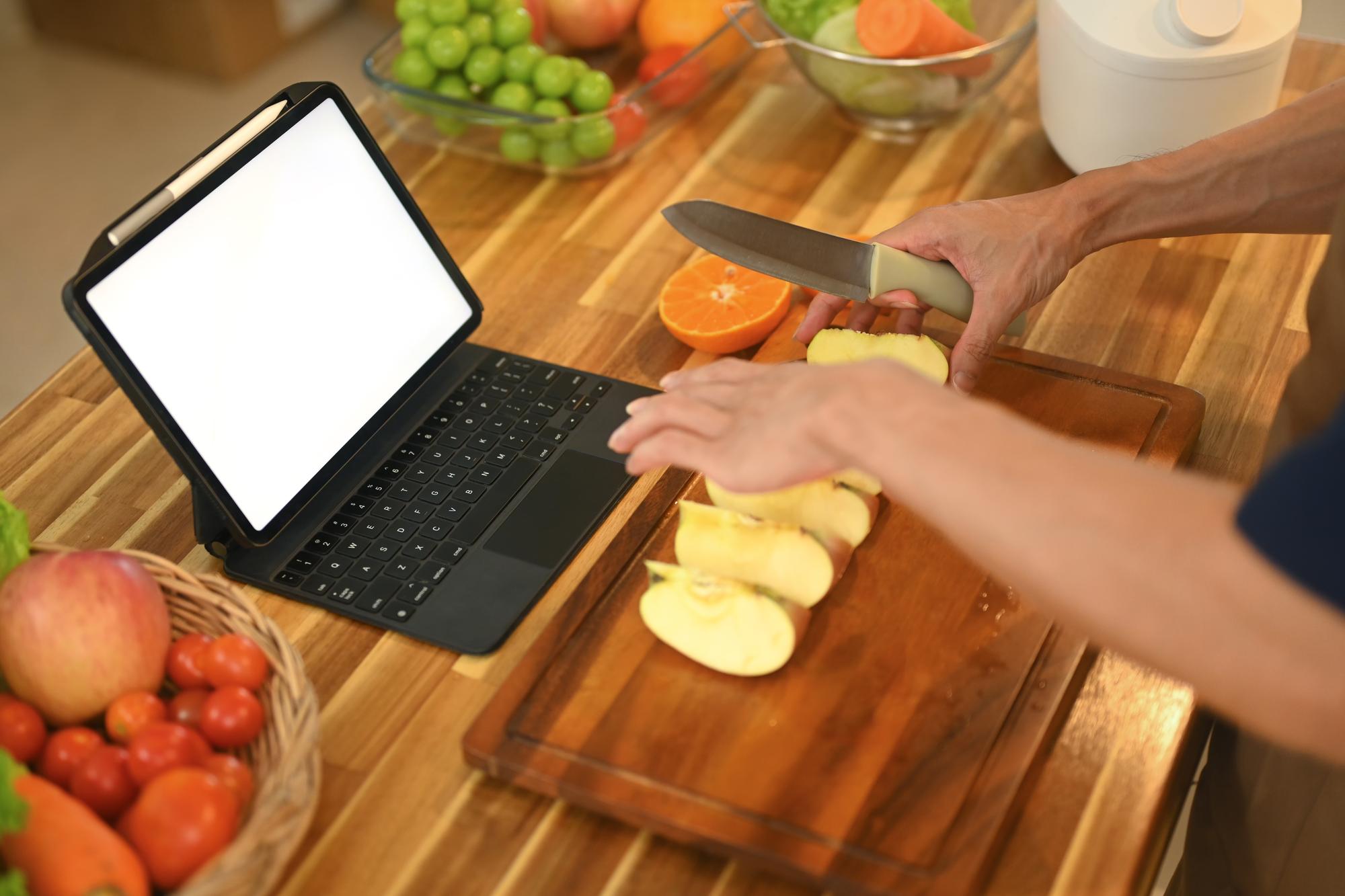Close-up of hands preparing fresh ingredients